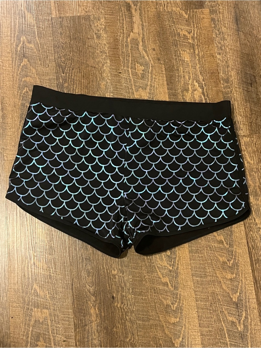 Torrid Black Mermaid-Scale Swim Shorts for Women